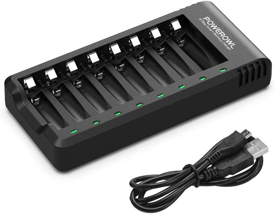 Caricabatterie Intelligente USB Homoyoyo Per Batterie AA E AAA – 4 Slot Indipendenti Con Display LCD E Carica Di Mantenimento