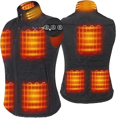 ARRIS Gilet riscaldato da donna, con riscaldamento elettrico, caldo, vestibilità aderente, regolabile, per campeggio, escursionismo, golf, blu (batteria da 7,4 V)