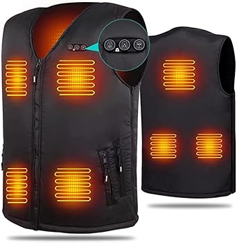 ARRIS Gilet riscaldato per Uomo Taglia Regolabile Gilet riscaldante Elettrico per Il Corpo 7.4V Alimentato a Batteria per Uso Invernale