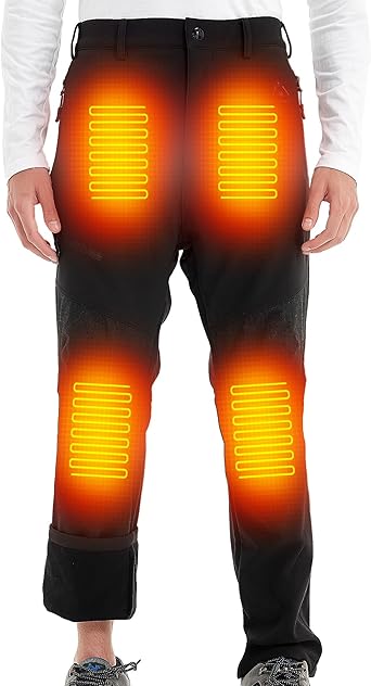 CYCYHEAT Pantaloni riscaldati da uomo, riscaldanti per batteria da 7,4 V, 16000 mAh, per pantaloni da caccia e sci, controller intelligente 4 in 1