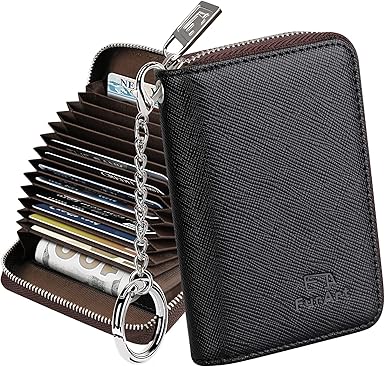 FurArt Porta Carte Credito, Cerniera Portafoglio Carta di Credito, Blocco RFID Porta Tessere per Donna e Uomo