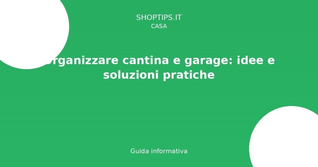 Organizzare cantina e garage: idee e soluzioni pratiche - Guida informativa Shoptips.it