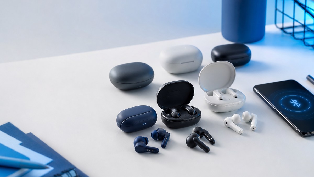 Cuffie Bluetooth economiche 2026 su scrivania con smartphone