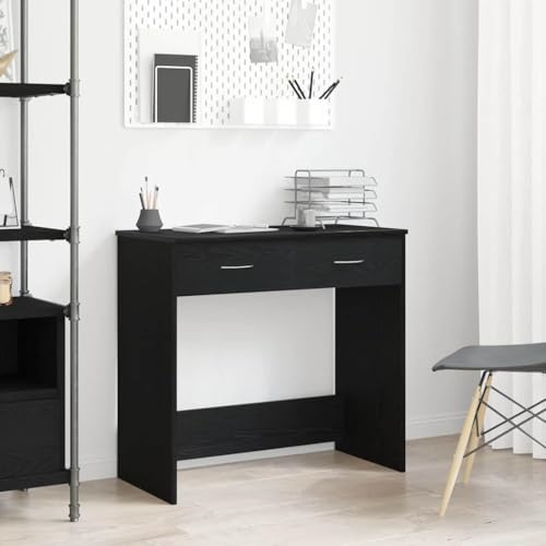 Scrivania nera effetto rovere 80x40 cm con cassetto