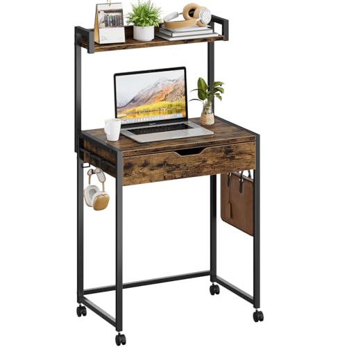 Bestier Scrivania 64 cm con cassetti e vano portaoggetti nero