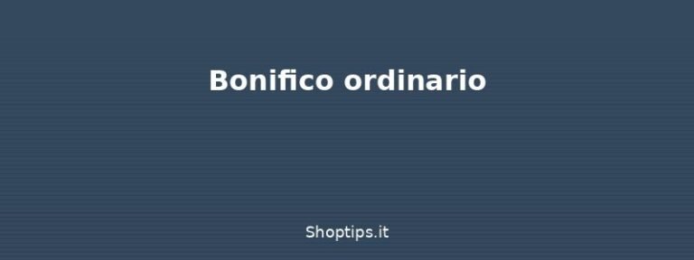 Bonifico ordinario - Fare un bonifico: guida a tipo - Shoptips.it