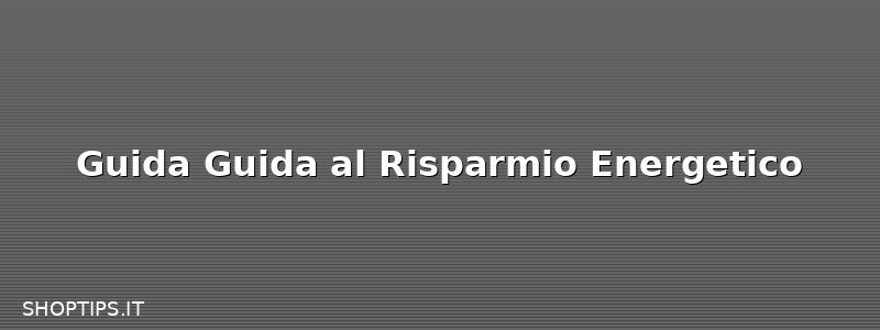 Guida Guida al Risparmio Energetico