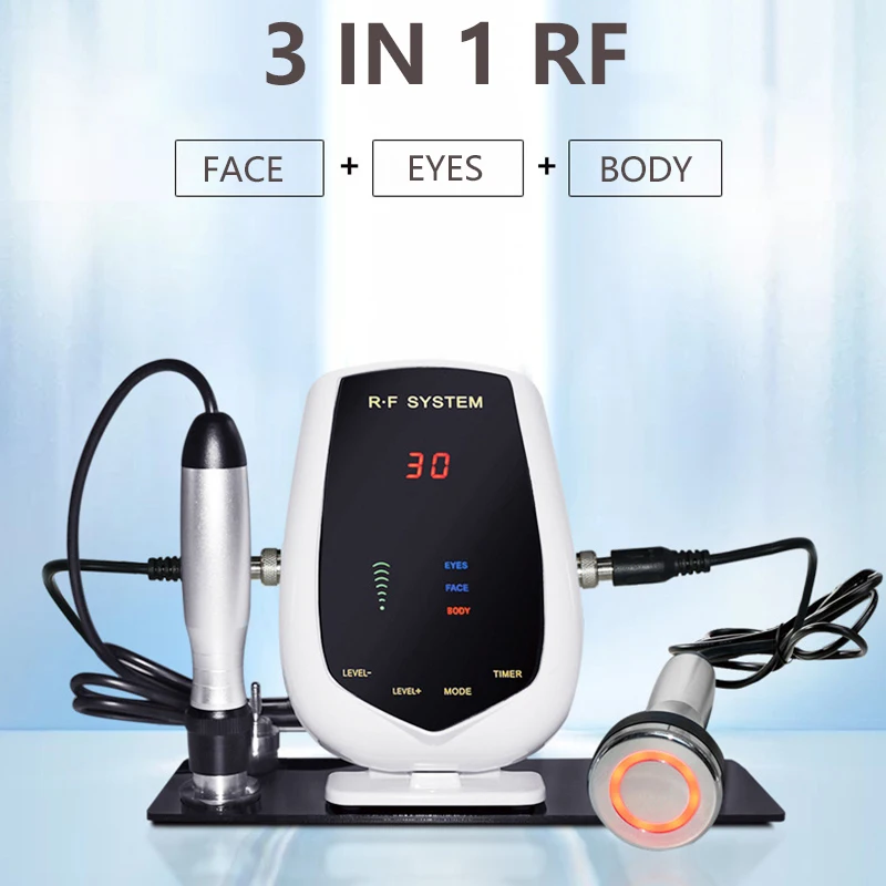 Macchina di sollevamento RF a radiofrequenza 5 MHz Dispositivo facciale RF Viso Corpo Occhio Macchina RF tripolare Rafforzamento della pelle Rimuovi le rughe del collo