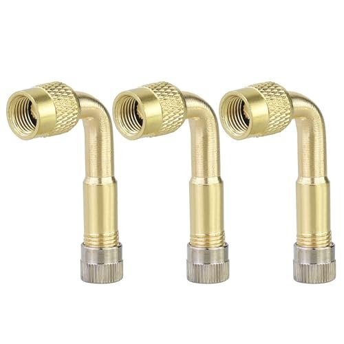AMANDELIZABE 3 pezzi prolunga valvola a 90 gradi, prolunga valvola in rame, adattatore per valvola ad angolo, ideale per auto, moto, bicicletta e scooter