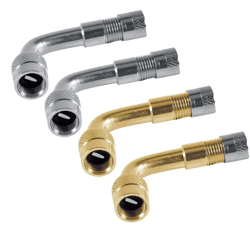 Adattatore per valvola piegata ad angolo per moto da 90 gradi Tubo per pneumatici Adattatore per estensione valvola in rame argento per accessori per bici da moto per auto camion