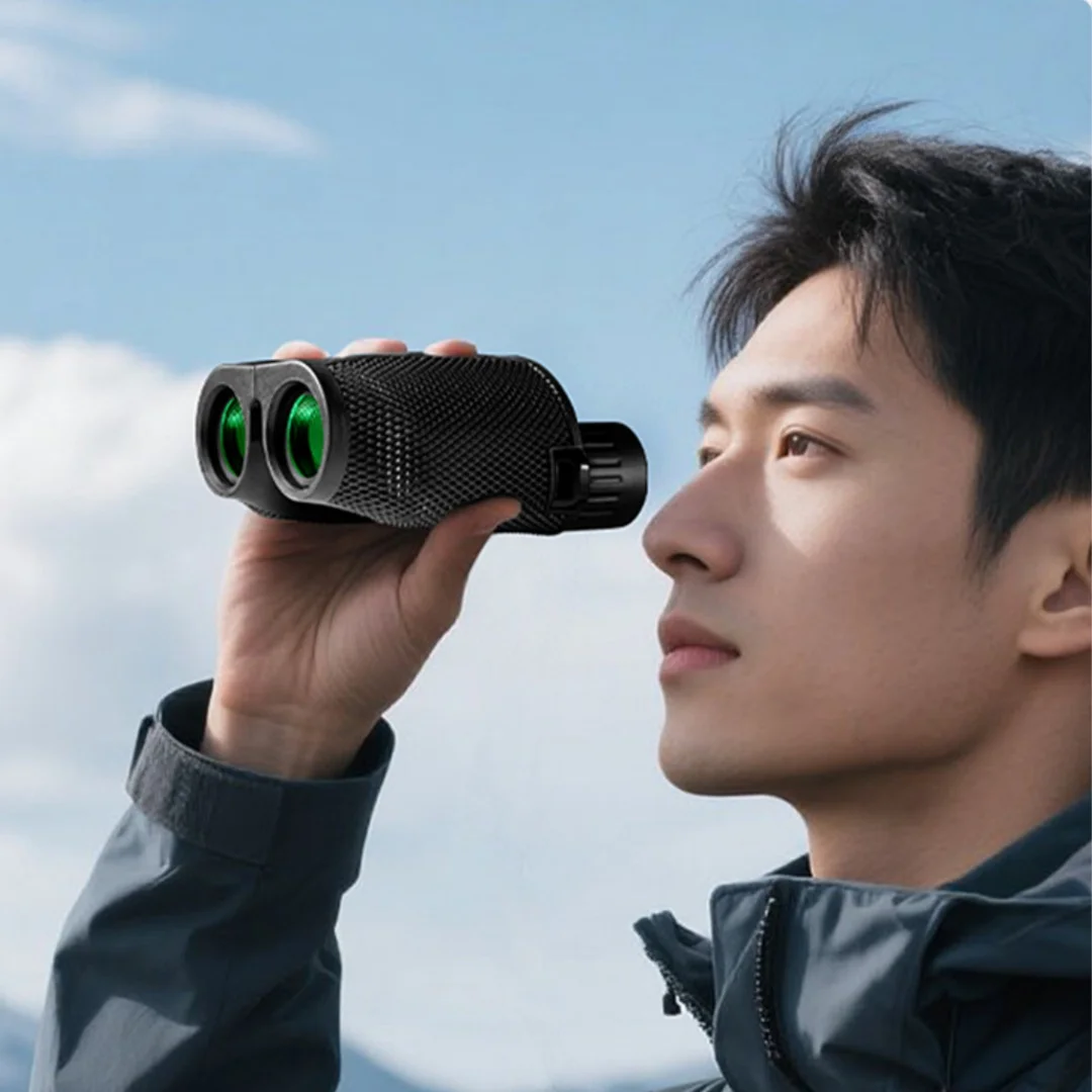 Professionale Binocolo Compatto 10x25 con Visione Notturna e Ottica HD, Ideale per Escursionismo, Campeggio, Avventure all'Aperto e Osservazione della Fauna Selvatica