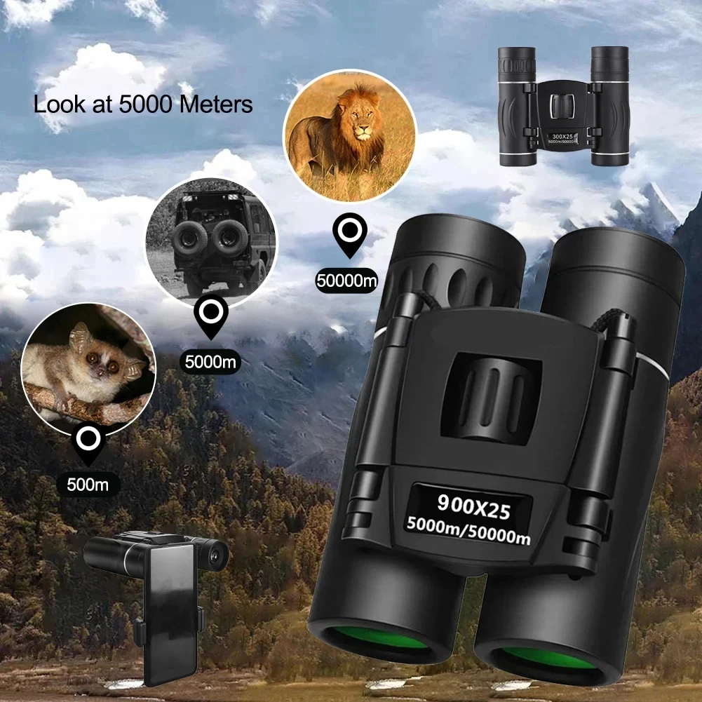 Mini binocolo 900x25 prisma BAK4 ad alta potenza impermeabile per viaggi di birdwatching sport all'aria aperta