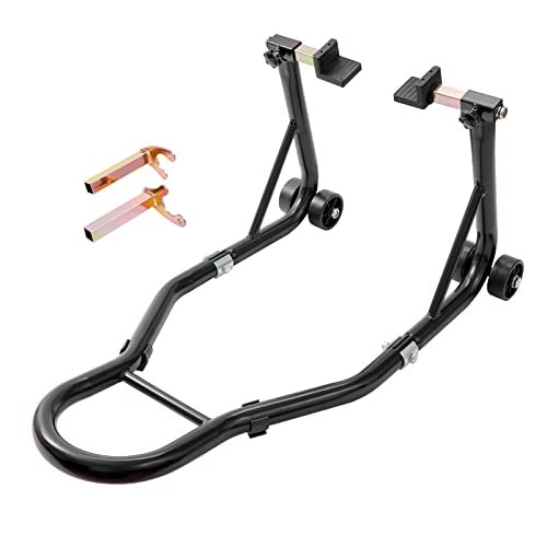 VEVOR Cavalletto per Ruote Posteriore per il Sollevamento della Moto Bici Garage Capacità Carico Max. 390kg, Cavalletto Supporto per Moto Bici da Officina Adatto Testa della Forcella a Doppia U + L