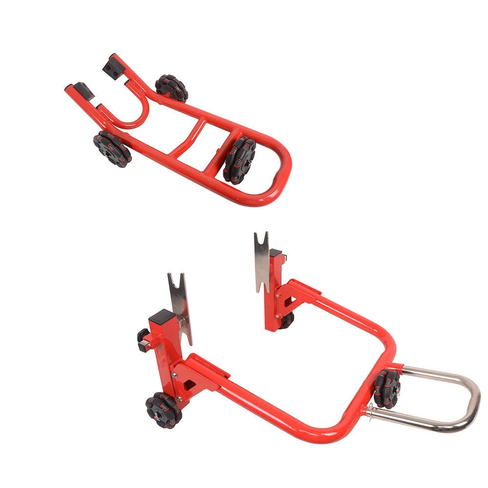 Set cavalletto anteriore e posteriore per moto 360 °   Supporti di sollevamento mobili, supporti per moto rivoluzionari e resistenti