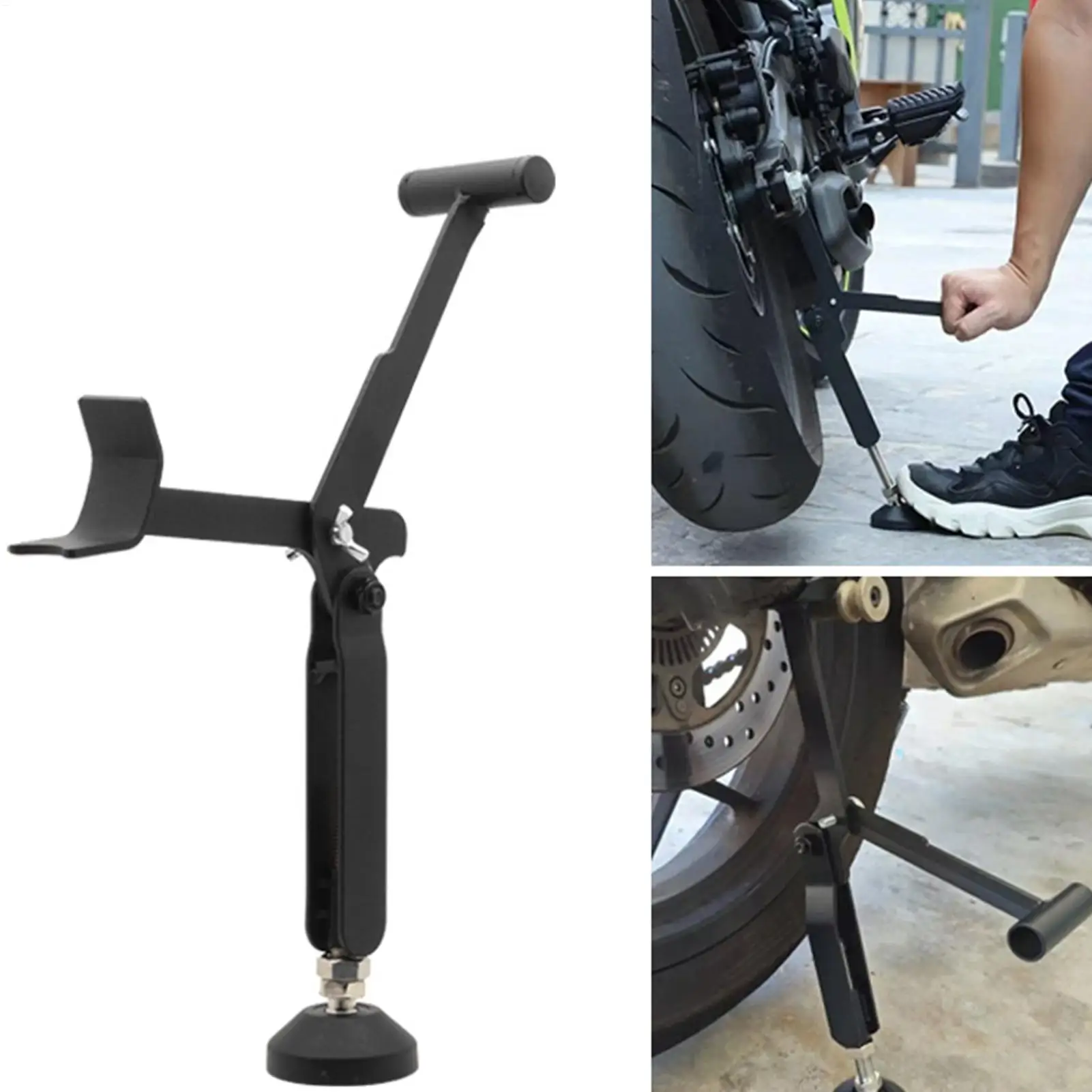 Sollevatore per Moto Portatile Pieghevole per Ruota Posteriore, Cavalletto da Terra per Moto, Biciclette, Dirt Bike, per Parcheggio e Riparazione