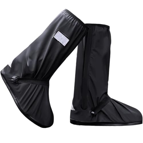 IKOPFLN 1 Paio Copriscarpe Impermeabili, Antipioggia Moto, Copriscarpe Antipioggia Copriscarpe Riutilizzabile Stivali di Copriscarpe Antiscivolo per Uomini Donne(Nero, L)