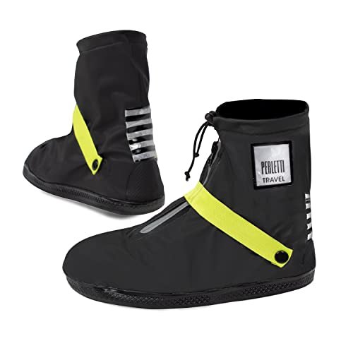 PERLETTI Copriscarpe Impermeabili Bassi Neri da Uomo Donna - Copri Scarpa Pioggia Fango Neve Catarifrangenti con Suola Antiscivolo - Galosce Antipioggia con Tallone Rinforzato (Verde Lime, L 43/45)
