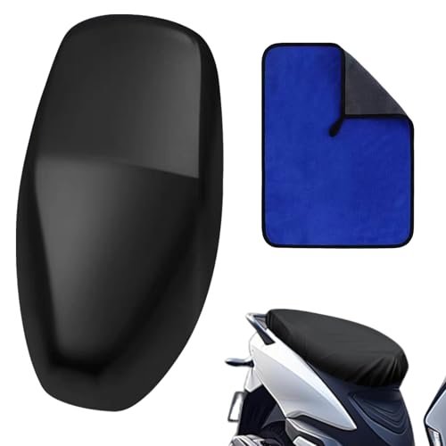 LEOINAER Coprisella Scooter Impermeabile XL, Copertura Sedile Moto in Tessuto Oxford con Chiusura a Strappo, per Sedili 45-50 cm x 85-90 cm, con Panno per Pulizia, Uso Esterno Quattro Stagioni