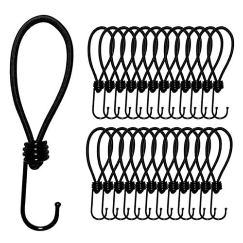 Offgridtec 25x Corda elastica di tensione 18 cm, espansore con ganci 5 mm, fascia elastica per teloni, reti per rimorchi, fissaggio carico, tende, parasole, campeggio, antiruggine