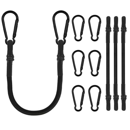 Adiwo Corde Elastiche, 4 Corde Elastiche con Gancio, Cavi Elastici di Fissaggio per Trasporto in Gomma Elastica per Valigie, Ganci Cinghia Elastica per Tendalini, Teloni, Campeggio, Bagagli (30cm)