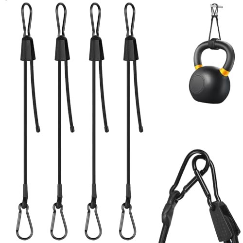 Corde Elastiche con Gancio Regolabile, 4 Pezzi Corda Elastici con Ganci 2,6 Volte Elevata Elasticità Cordini Elastica per Il Trasporto di Bagagli, Tende da Sole, Cargo Box, Campeggio, 100 cm