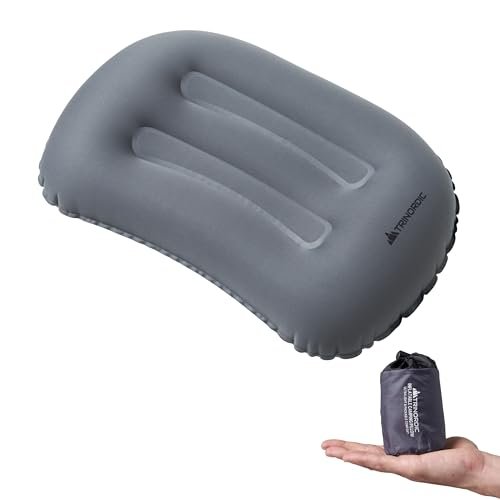 Trinordic Cuscino Gonfiabile Ultraleggero da Campeggio – Rivestimento Extra Morbido e Valvola Regolabile – Compatto per Viaggio, Trekking e Backpacking