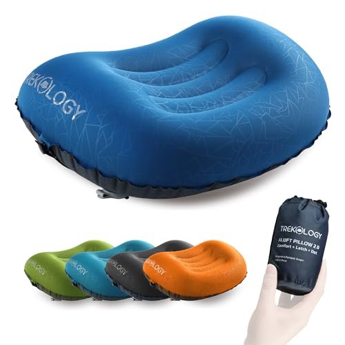 TREKOLOGY ALUFT 2.0 cuscino gonfiabile ultraleggero da viaggio o da campeggio (DEEPBLUE, 1 Count)
