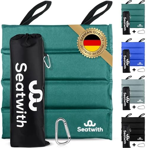 Seatwith Cuscino da Stadio Pieghevole (35x35cm) - Campeggio Poggiapiedi Piscina con Borsa Trasporto e Moschettone