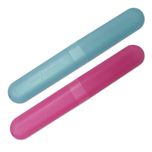 Dental Aesthetics Astucci da viaggio per spazzolino (conf. da 2) ~ Custodia di plastica per tenere puliti gli spazzolini in viaggio (rosa e blu)