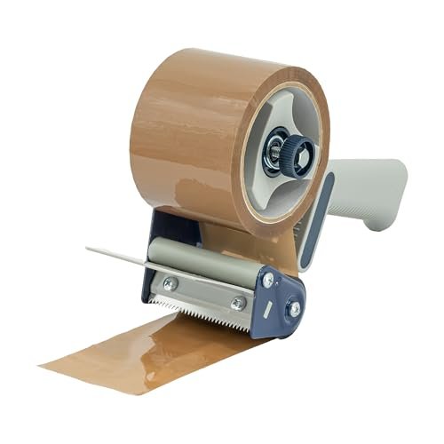 IMBALLAGGI 2000-1 Dispenser per Nastro Adesivo 75mm x 66mt - Tendinastro Imballaggio con regolatore di tensione - Risparmia tempo con la nastratrice professionale
