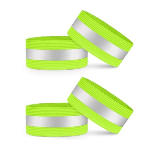 4 Fasce Catarifrangenti Running Fluorescenti 1 Banda 35 x 4 cm Regolabili
