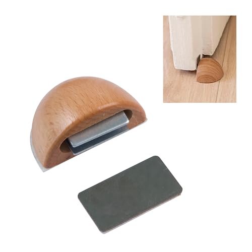 Amig - Fermaporta - Fermaporta Magnetico Adesivo - Fermaporta con Fissaggio a Terra e Installazione Facile - 48 x 25 mm - Legno e Metallo - Faggio