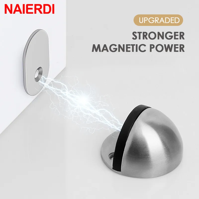 NAIERDI Fermaporta magnetico Fermaporta magnetico in gomma senza chiodi in acciaio inossidabile, per la casa, la cucina, l'hardware dei mobili della camera da letto