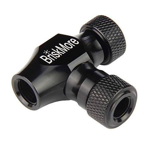 Briskmore nero CO2 pompa di gonfiaggio del pneumatico per bici da Presta e Schrader compatibile bici pneumatico per bici da strada e mountain biciclette isolato manica CO2 cartuccia non inclusa