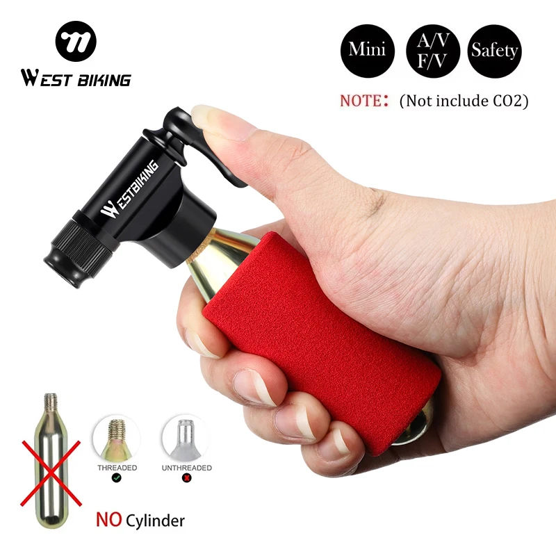 WEST BIKING Mini bicicletta pompa CO2 gonfiatore portatile per pneumatici per adattatore Schrader Presta MTB bici da strada pompa automatica in lega di alluminio