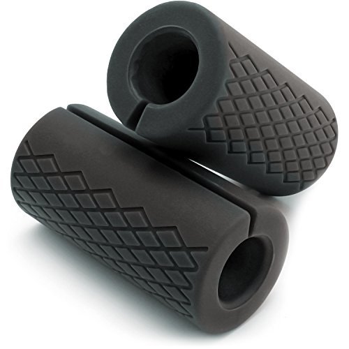 CampTeck U6816 Thick Grip Silicone Impugnature Spesse per Barra Bilanciere Manubri Pesi- Aumenta Dimensioni Braccia, Bicipiti, Tricipiti, Avambracci e Grip Impugnatura - Set di 2 (Nero)