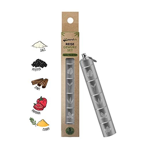 Set di spezie da viaggio e pic-nic, 5 in 1, mini barattoli per spezie da campeggio | Scatole in alluminio impermeabili, piccole e leggere, con 5 spezie