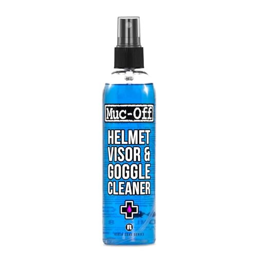 Muc-Off Pulisci Visiera Casco, Maschere e Occhiali, 250 ml - Spray Detergente per Casco e Occhiali da Moto e da Bicicletta Biodegradabile e Antibatterico