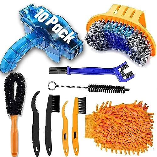 QeeHeng Spazzola per la pulizia della bicicletta -Precision con scrubber per catena della bicicletta, kit pulizia bici per biciclette da montagna, strada, città, ibride, BMX e pieghevoli, 10 pezzi