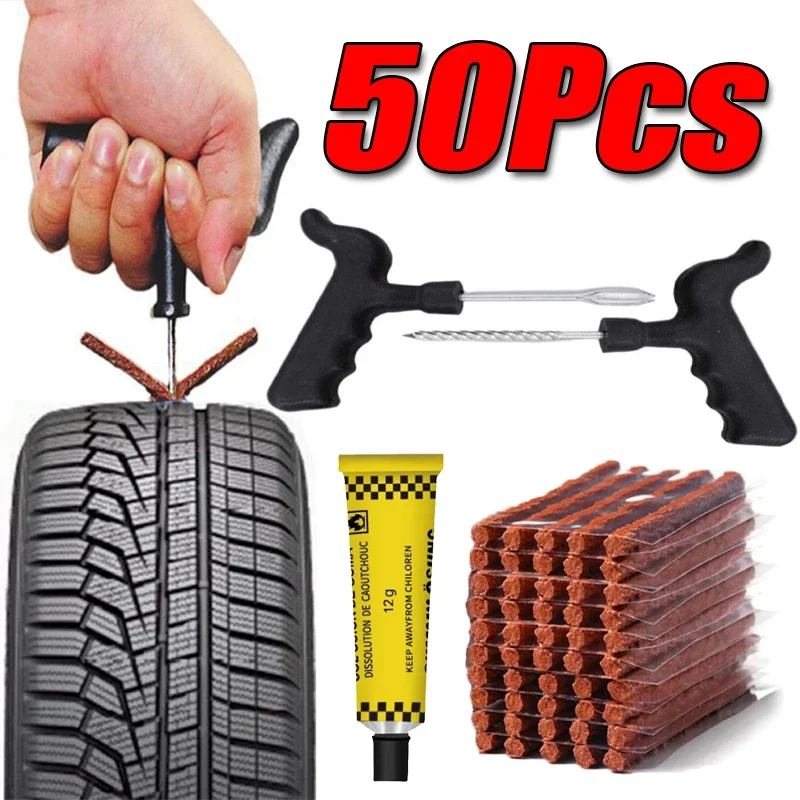Kit di Riparazione Pneumatici Tubeless per Emergenze Stradali, Tappi in Gomma e Strumenti di Inserimento per Auto, Moto, Camion, SUV, ATV