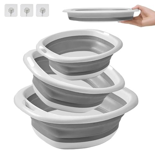 3 Pz Bacinella Pieghevole Campeggio, Lavabo Pieghevoles (3 Misure)