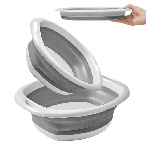 2 Pz Bacinella Pieghevole Campeggio, Lavabo Pieghevoles(2 Misure)
