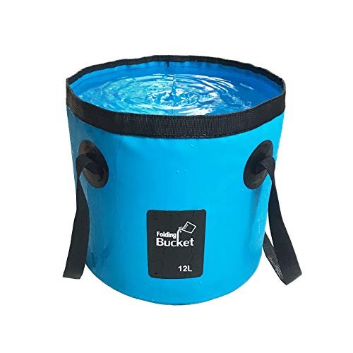 Secchio Pieghevole,12 e 20 Litri Secchio da Pesca Pieghevole Portatile Multifunzionale - Secchio Pieghevole per lavabo - Contenitore dell'Acqua per la Pesca-Campeggio-Giardinaggio (12L, Blu)