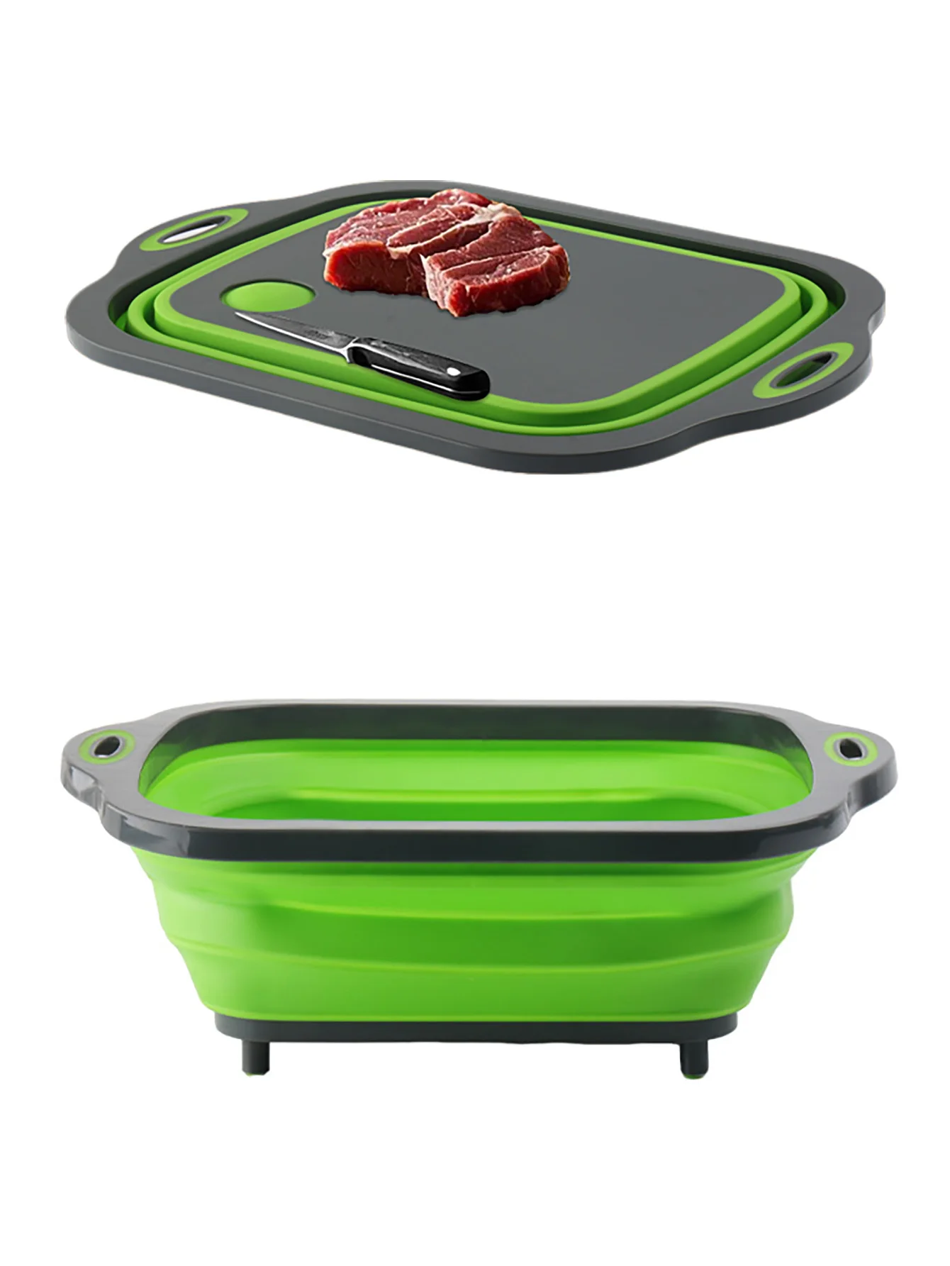 Tagliere pieghevole da campeggio Lavabo per piatti Vasca per la preparazione del barbecue Lavello da campeggio Stazione di lavaggio dei piatti Cestino portaoggetti multifunzionale