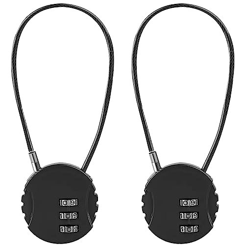 Lizbin 2 Pacco lucchetto a combinazione 3 cifre esterna impermeabile lucchetto, Locker Lock Palestra di blocco, Mini fune lucchetto a combinazione, codice di blocco serratura del cancello (nero)