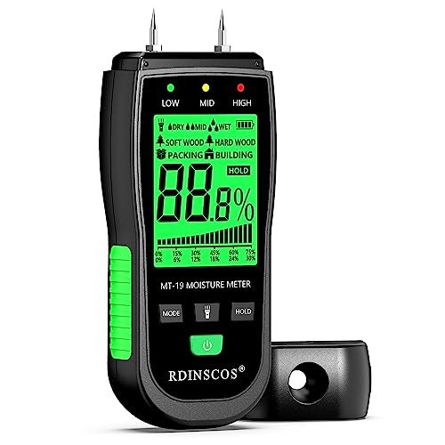 Misuratore di Umidità del Legno, Igrometro Digitale Professionale Rilevatore di Umidità per Legni (MT19B)