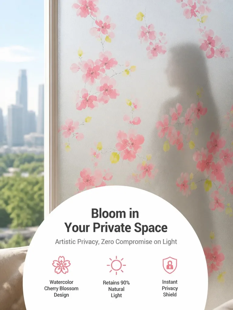 Pellicola per Finestre Satinata per Privacy, Traslucida, Senza Colla, Protezione UV, Controllo del Calore, Rimovibile per Bagno, Casa, Ufficio, Vetri