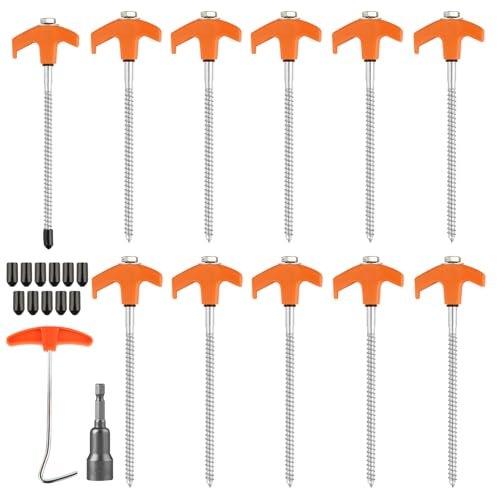 11 PzPicchetti Campeggio a Vite, Picchetti Tenda Girevoli, 20,5 cm