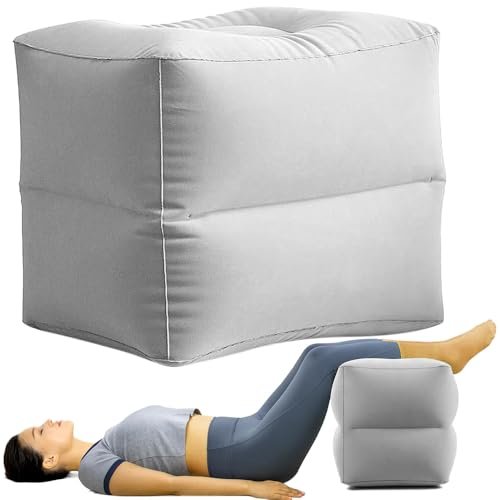 SKJJM Poggiapiedi Gonfiabile da Viaggio, Poggiapiedi Cuscini Regolabili in Altezza, 40 x 35 x 30 cm, Portable Cuscino Poggiapiedi Gonfiabile per Aerei, per uso Domestico e in Ufficio (Grigio)