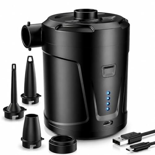 SUPPOU Pompa ad Aria Elettrica Portatile, 2 in 1 Gonfiatore con 3 ugelli, rapido, Per Materassi, Piscina, Campeggio